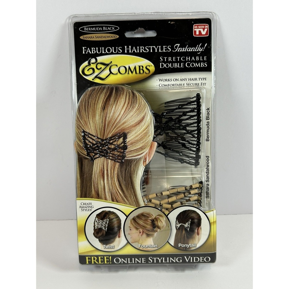EZ Combs Fabulous Hairstyles Instantly Package of 2 Stretchable Double Combs See